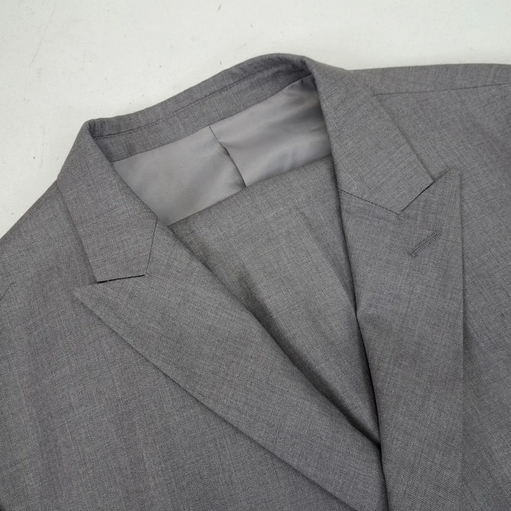 Alain Dupetit Mens 2 Piece Suit Gray Double Breasted 46R Jacket Pants 42x28